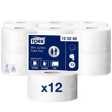 Toalettpapper Tork Mini Jumbo Advanced T2, 12st/frp