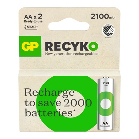 GP Recyko AA-batteri 2100mAh, 2-pack