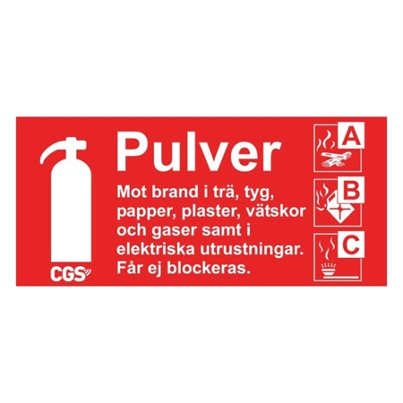 CGS skylt pulver 10x20 cm röd/vit, vinyl